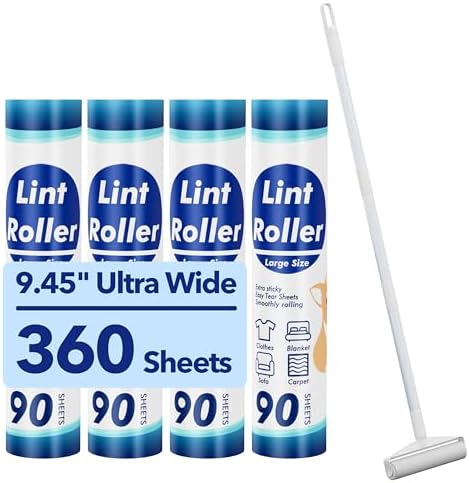 Large Lint Roller for Furniture, 9.45'' Rollers for Floor, 360 Sheets