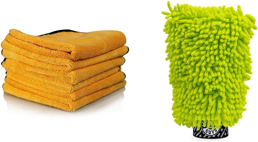 Chemical Guys Premium Microfiber Towel and Scratch-Free Microfiber Wash Mitt Bundle (6-Pack)