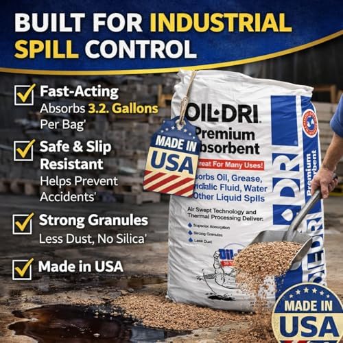2 Pack Oil-Dri Premium Absorbent (36 lb Bags) - Multi-Purpose Montmorillonite Clay - Absorbs Oil, Grease, Hydraulic Fluid & Water Spills - Heavy Duty Shop Floor Dry - 72 lbs Total