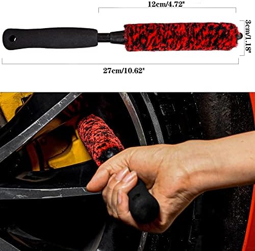 Metal-Free Wheel Brushes(3 Pack), Wheel Brush, Soft, Dense Fibers Clean Car Rim Wheels Safely…