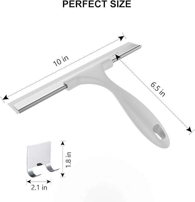 SetSail Shower Squeegee for Glass Doors All-Purpose Squeegee for Shower Glass Heavy Duty Window Squeegee with Hook for Tile, Sink, Mirror, Car Windshield Cleaning 10 Inches