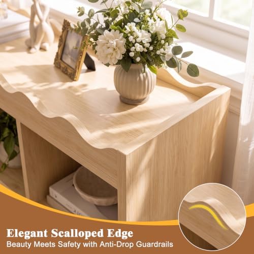 Scalloped 6 Cube Storage Organizer, 3-Tier Short Cube Bookshelf 46"