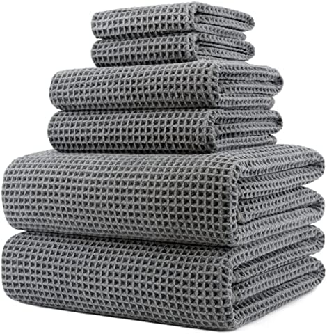 430 GSM Poly Blend Microfiber Quick Dry Waffle Bath Towel Set of 6