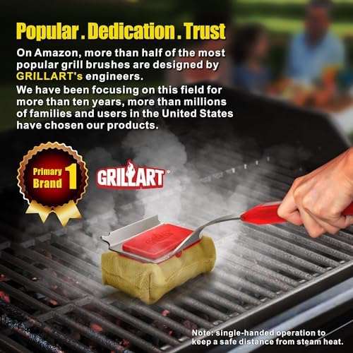 SteamWizards Grill Brush Bristle Free, Seamless-Fit Scrub Scraper