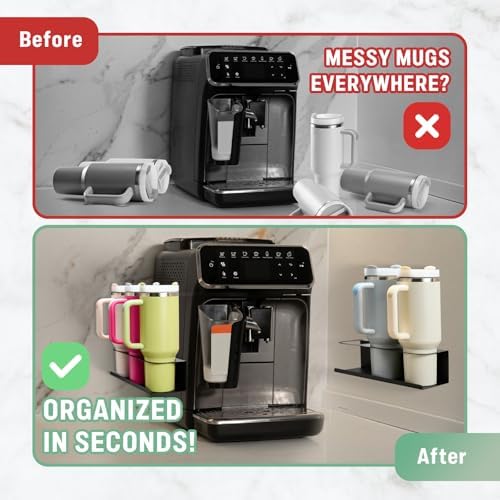 2 Pack Magnetic Stanley Cup Holder for Fridge, Water Bottle Organizer for Tumbler with Double Sided Tape Hold Stanley Cup Accessories for Kitchen Cabinet Wall