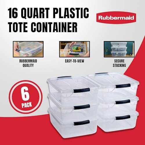 Cleverstore 17 Qt Clear Storage Bins with Lids, 6 Pack