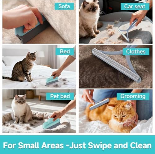 Carpet Rake for Pet Hair Removal Tool,Reusable Pet Hair Remover Broom Blue