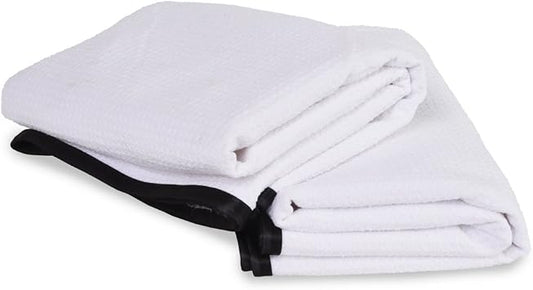 Liquid X Arctic White Waffle Weave 70/30 Microfiber Drying Towel w/Silk Edges 25" x 36" (2-Pack)