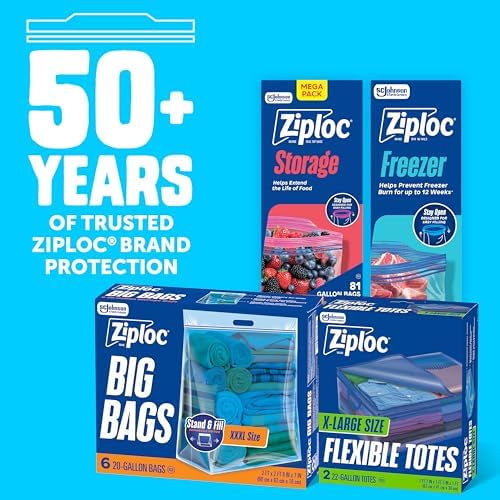 Flexible Totes, 22 Gallon X-Large Storage Bags with Zipper, 2 Count