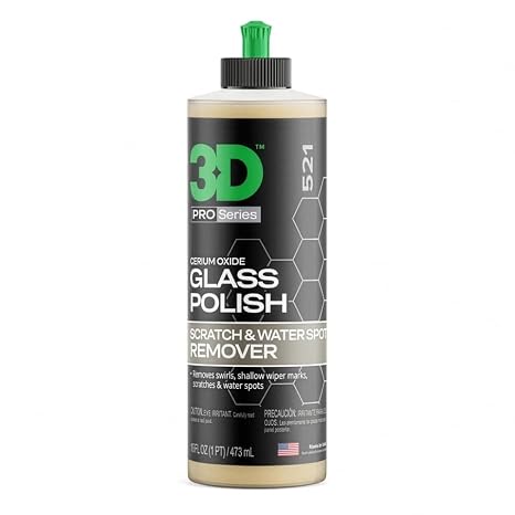 3D Glass Polish – Cerium-Oxide Based Window Polish, Light & Fine Glass Scratch Remover for Car Windows – Restores Clarit