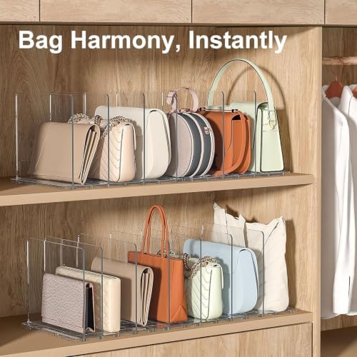 Bag & Purse Organizer for Closet: Adjustable Clear Dividers