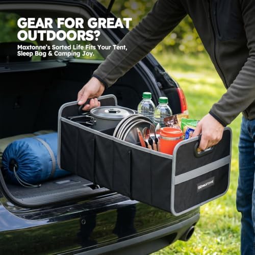 3-Comp Car Trunk Organizer with Securing Straps & Built-in Handles