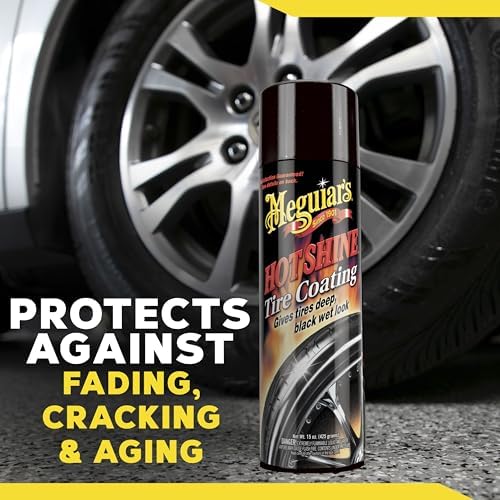 Hot Shine High Gloss Tire Coating, 6 Pack (6 x 15 oz = 90 oz Total) Aerosol Tire Shine Spray for Deep Black Wet Look Tires on Cars Trucks and SUVs After Car Wash Detailing