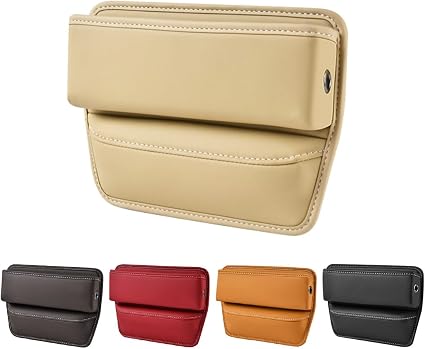 Kewucn Car Seat Gap Organizer, Adjustable Leather Front Seat Gap Filler Storage Box, Multifunctional Auto Console Side P