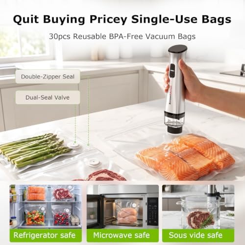 Handheld Vacuum Sealer with 30 Bags & 3 Containers