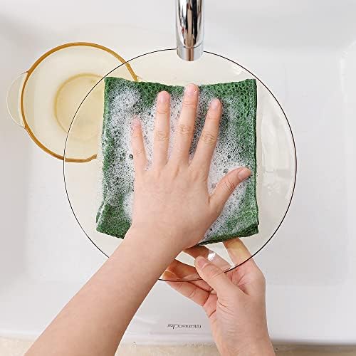 100% Cotton Waffle Weave Kitchen Dish Cloths 6-Pack, Grass Green