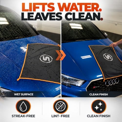 Microfiber Car Drying Towel, Plush Twisted-Loop, 600 GSM, Slim 24" x 36"