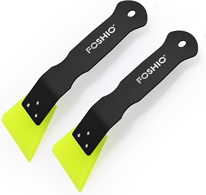 FOSHIO 2 Pack Small Squeegee for Vinyl, Stainless Steel Handle Mini Squeegee for Mirror Shower Glass Door Window Cleanin