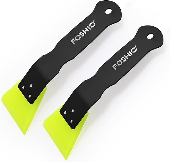FOSHIO 2 Pack Small Squeegee for Vinyl, Stainless Steel Handle Mini Squeegee for Mirror Shower Glass Door Window Cleanin