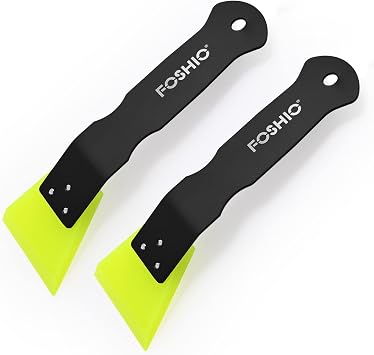FOSHIO 2 Pack Small Squeegee for Vinyl, Stainless Steel Handle Mini Squeegee for Mirror Shower Glass Door Window Cleanin