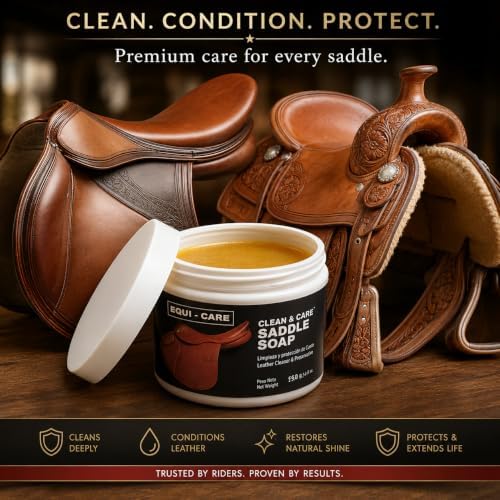 Clean & Care Saddle Soap, Glycerin-Based soap with Added Moisturizers Designed to Clean and Condition Leather. Keep Your Leather tack and Equipment in top Condition.