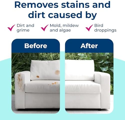 Carbona Oxy Powered Outdoor Cleaner with Built-In Brush (22 Fl Oz), Spot Cleaner for Outdoor Furniture, Rugs & Decks, 2-in-1 Sponge & Bristle Brush