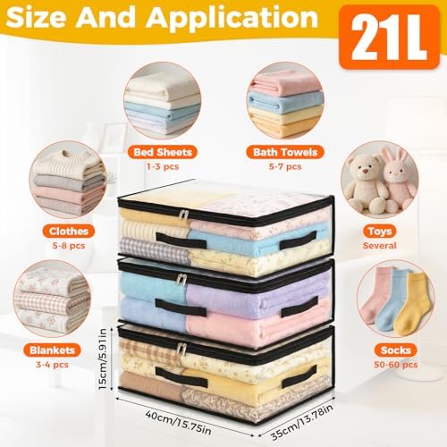 5Pcs Clear Storage Bags With Zippers & Handles Blanket Storage Bags