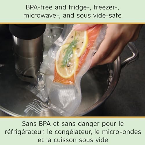 Custom Length Vacuum Sealer Bags Multipack, 5 Count Rolls for Airtight Food Storage and Sous Vide - Compatible with, 8 (2 Pack) and 11 (3 Pack)