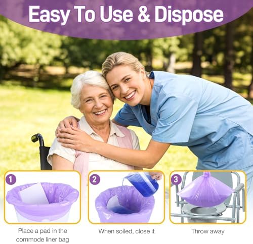 Commode Absorbent Pads 120 Pack for Bedside Commode Liners, Disposable Pads with Super Absorbent Gel, Leakproof No Splash, Odor Lock for Portable Toilet, Bedpan & Elderly Care