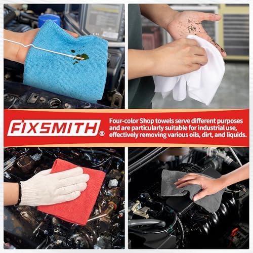 Shop Towels, Microfiber Cleaning Cloth Bulk, 200 Pack Microfiber Towels for Cars, All-Purpose Absorbent Cleaning Rags, Dust Cloth for Automotive, Mechanic, Garage, Bar, 11.5 x 11.5 inch