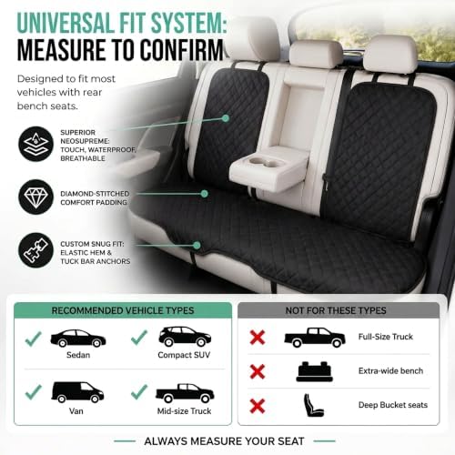 Car Seat Cushion Neosupreme Automotive Seat Cushions - Universal Fit, Rear Car Seat Cushion, Car Seat Cushions With Non-slip Silicone Backing for SUV, Sedan, Van Rear Set Black