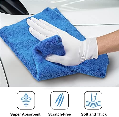 40 Pcs 16 x 16 Inch Microfiber Towels for Cars, 500 GSM Edgeless Plush Car Detailing Towels, Lint Free Scratch Free Cleaning Cloths for Drying, Washing, Polishing, Waxing, Home (Dark Blue)