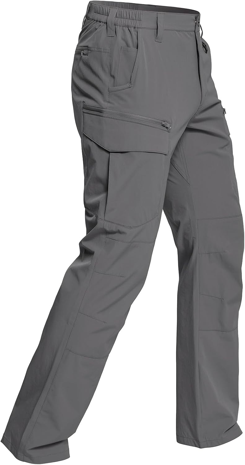 Men's Quick Dry Tactical Hiking Pants Flex Water Resistant Lightweight Outdoor Fishing Cargo Work Pants 9 Pockets