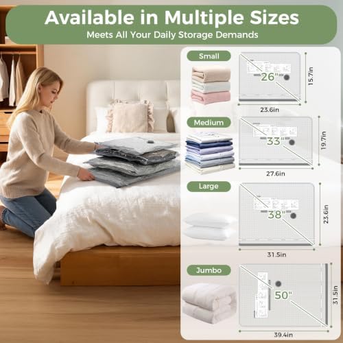 10 Large Vacuum Storage Bags with Rechargeable Electric Air Pump