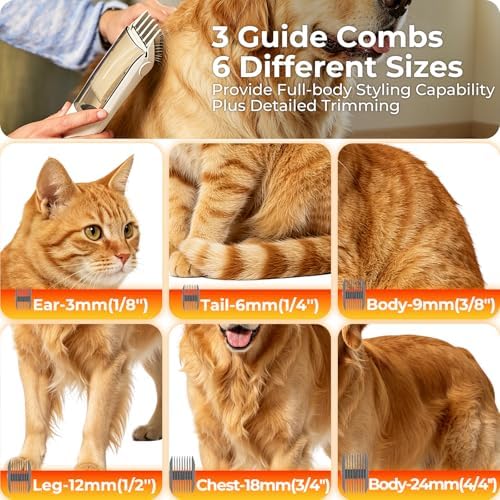 Dog Grooming Vacuum Kit with Clippers, 12000Pa Strong Suction, 2L Large Dust Cup, Low Noise <50dB, 5-in-1 Pet Hair Trimmer for Dogs Cats Shedding & Home Grooming