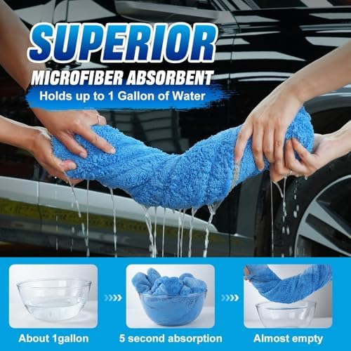 2 Pack Car Drying Towels (48" x 24"), Extra Large Microfiber Towels for Cars, 1400 GSM Ultra-Absorbent, Streak Free, Double Twisted-Loop Drying Towels Car Detailing for SUV, RV, Trucks