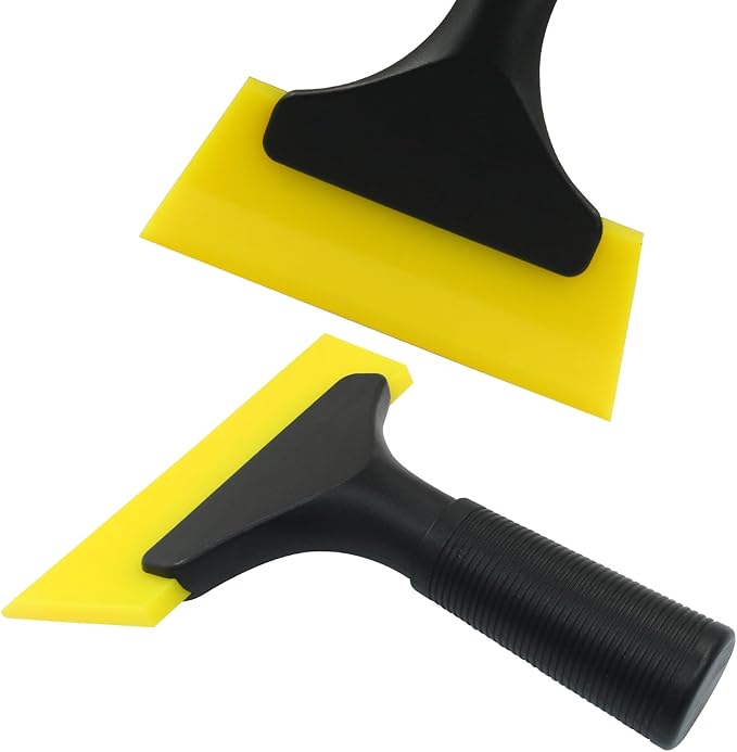 Hordion 2 Pcs Small Squeegee 5 Inch, Rubber Blade Window Tint Squeegee Mini Wiper for Car Windshield Mirror Shower Auto Cleaning, Yellow