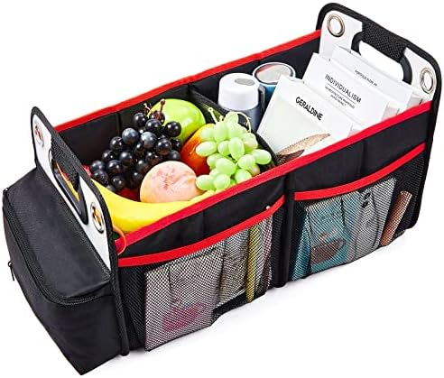 Car Trunk Organizer, Collapsible SUV Storage with Insulated Drinks Holder