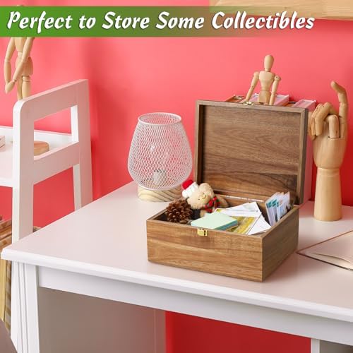 Wooden Keepsake Box, Large Acacia Storage Memory Box with a Hinged Lid for Crafts and Photo Storage