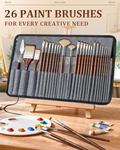 27pcs Paint Brush Set, Acrylic Oil Painting Brushes for Artists