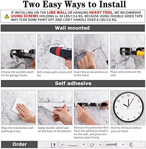 Broom Holder Wall Mount, 5 Racks 4 Hooks Heavy Duty Mop Organizer