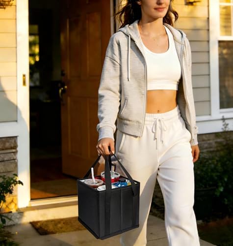 Reusable Drink Carrier with Adjustable Dividers, 4 Cups