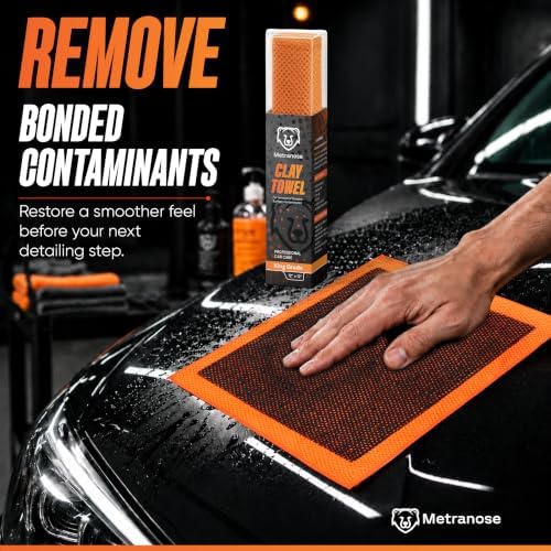 King Grade Clay Towel – Professional Synthetic Clay Bar Towel for Auto Detailing, Paint, Glass & Metal – Removes Fallout, Overspray, Rail Dust & Water Spots – 12" x 12"