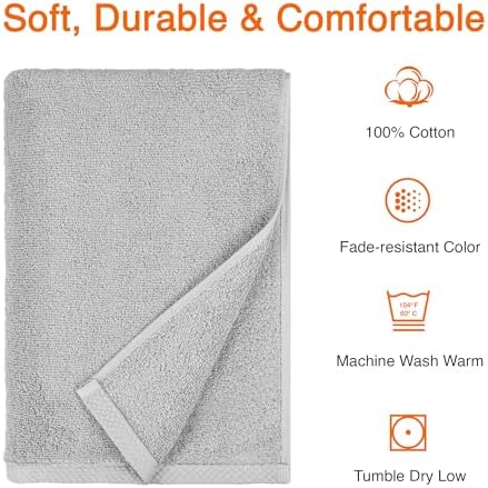 2 Piece Quick-Dry Oversize Bath Towel, 100% Cotton, 54" x 30", Platinum