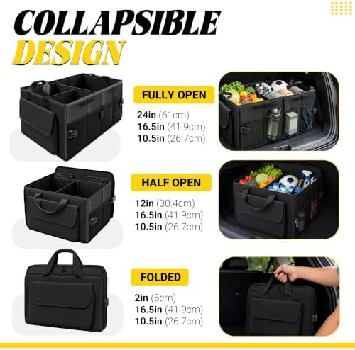 65L Trunk Organizer, Large Foldable Car Organizer for SUV, Jeep, Sedan