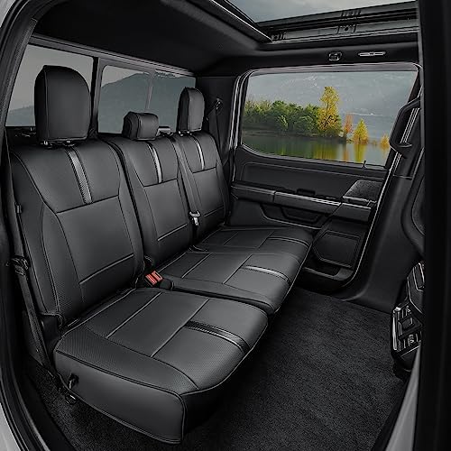 For Ford F150 Seat Covers 2015-2024 2025 2026 2027,Full Set Leather Waterproof Black Trucks Pickup Seat Covers Custom Fit for Ford F150 Accessories,Car Seat Cover for SuperCrew/CrewCab(XL,XLT)