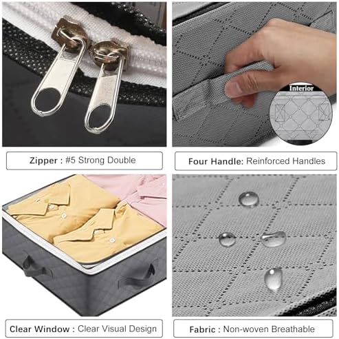 4 Pack Under Bed Storage, 95L Foldable Closet Containers Organizers