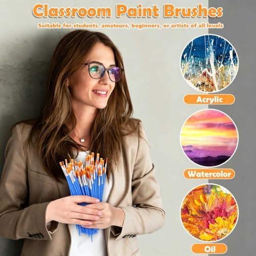 240 Pcs Mini Paint Brushes Bulk, Flat and Fine Tip Small Paint Brushes