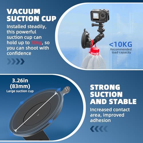 Pocket 3 4 4P Suction Cup Mount, for Xtra Muse Car Windshield Window Dash Holder Kit with Expansion Adapter for Insta360 X6 X4 X5 Go 3S for GoPro Pocket 3 4 4P Action 6 5 Pro Nano Accessories