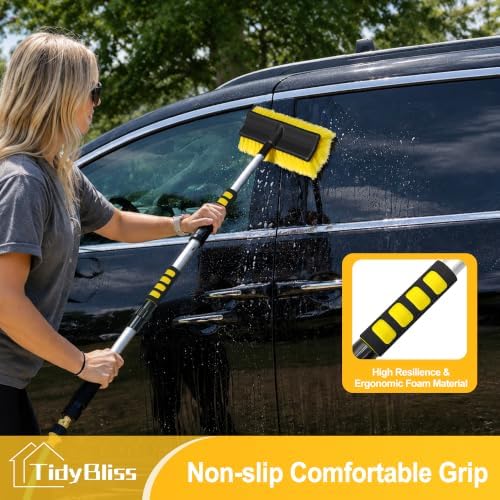 Car Wash Brush with Hose Attachment, 51" Aluminum Long Handle